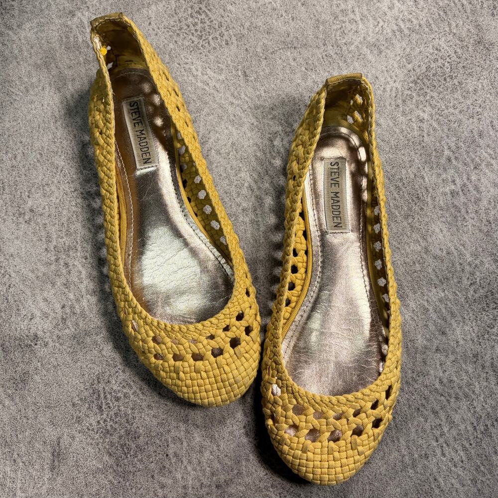 Steve Madden Yellow Woven Flats